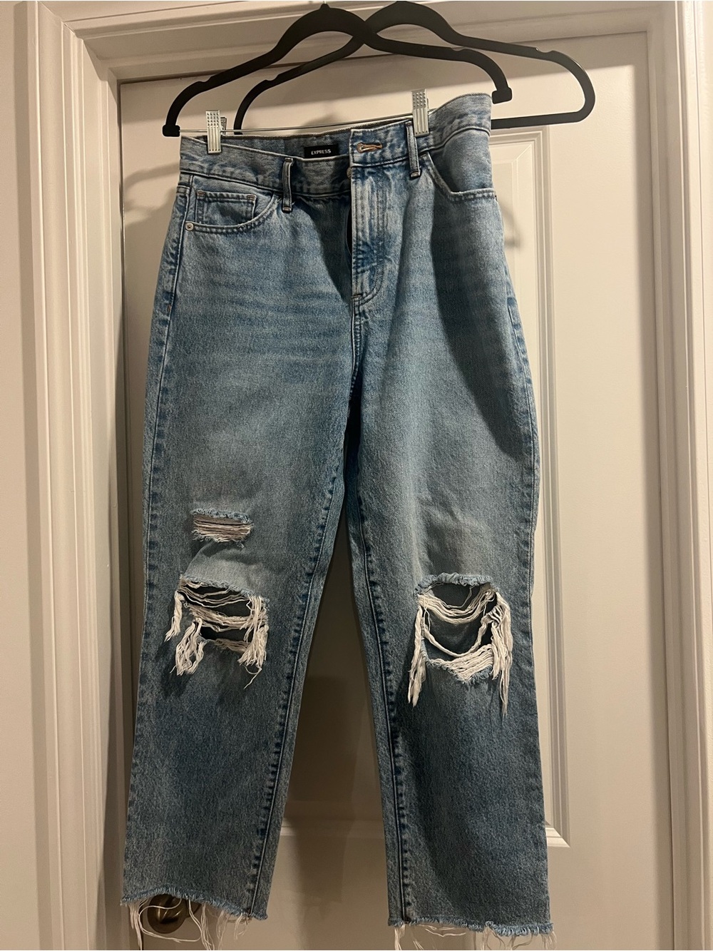Express Light Blue Distressed Boyfriend Jeans